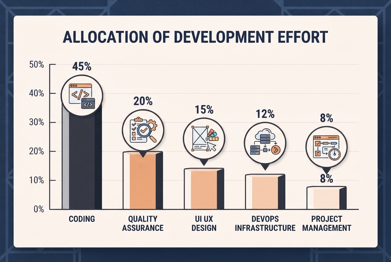 Breakdown of custom software budget allocations across disciplines